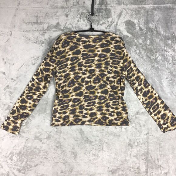 RDI Womens Size Medium Top Brown Cheetah Long Sleeve Thermal Pullover Casual - Picture 12 of 14